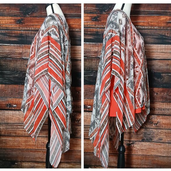 Cato Top Plus Size 18 20W Handkerchief Hem Kaftan Sheer Tank Liner Split Back - Picture 3 of 8